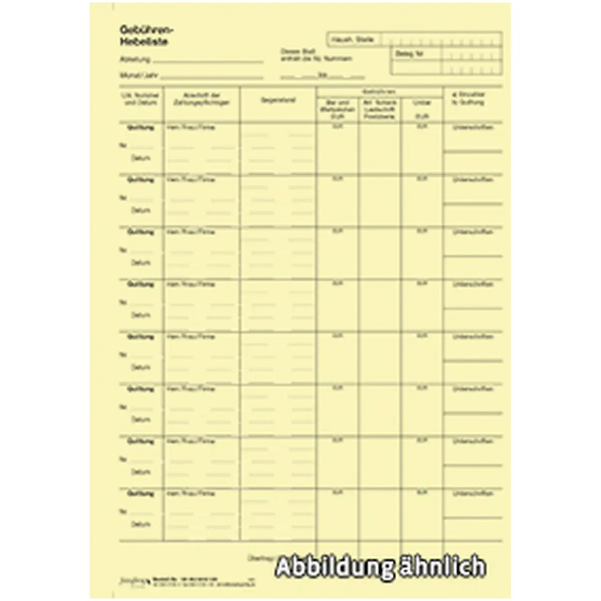 Formulare und Vordrucke Gebühren- und Hebeliste, DIN A4, 3-fach, Block 50 Satz, 1 Block für Bürobedarf