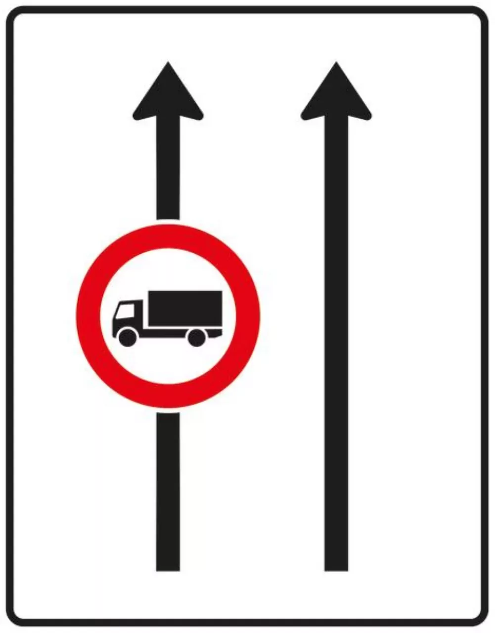 Verkehrszeichen 524-30 Fahrstreifentafel - ohne Gegenverkehr mit integriertem Zeichen 253 - zweistreifig in Fahrtrichtung; neues Zeichen - 1600x1250 Alform RA2