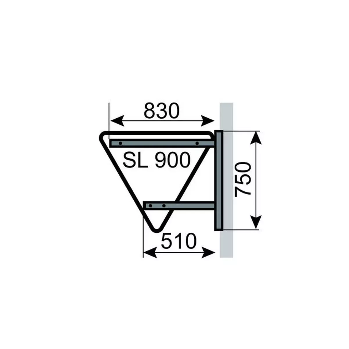 Wandhalterung für Verkehrszeichen SL 900, Bohrung lt. IVZ, aus Flachstahl 30 x 5 mm