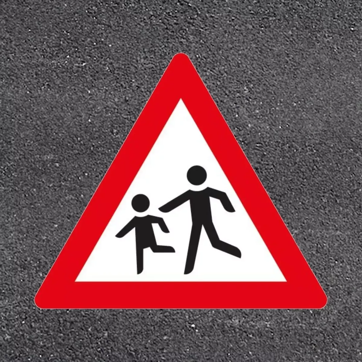 Verkehrszeichen 136-10 Fahrbahnmarkierung Kinder - Aufstellung rechts, 1000 x 1000