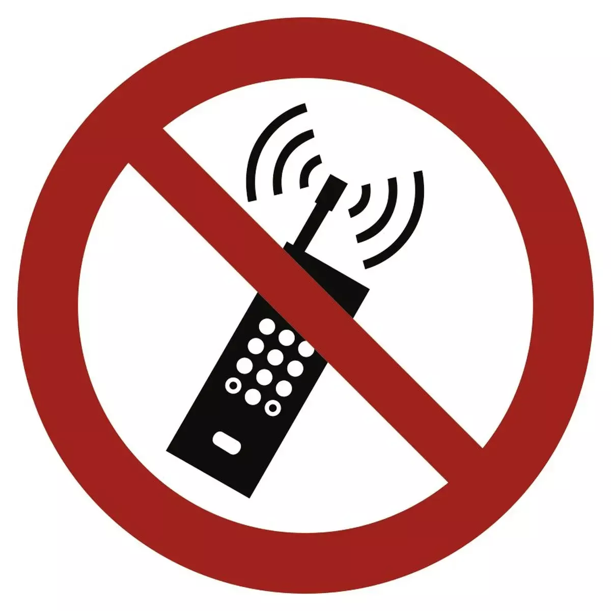 Eingeschaltete Mobiltelefone verboten ISO 7010, Kunststoff, Ø 200 mm