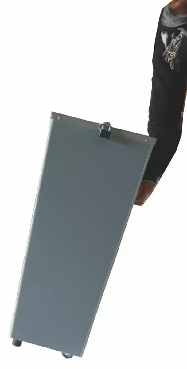 Wahlurne aus Kunststoff 100L, H.90 x B.40 x T.40 cm mit Einwurfschlitz 25 x 2 cm, hellgrau, mit Vorhängeschloßvorrichtung, mit Einwurfschlitzverschluß, mit Rollen