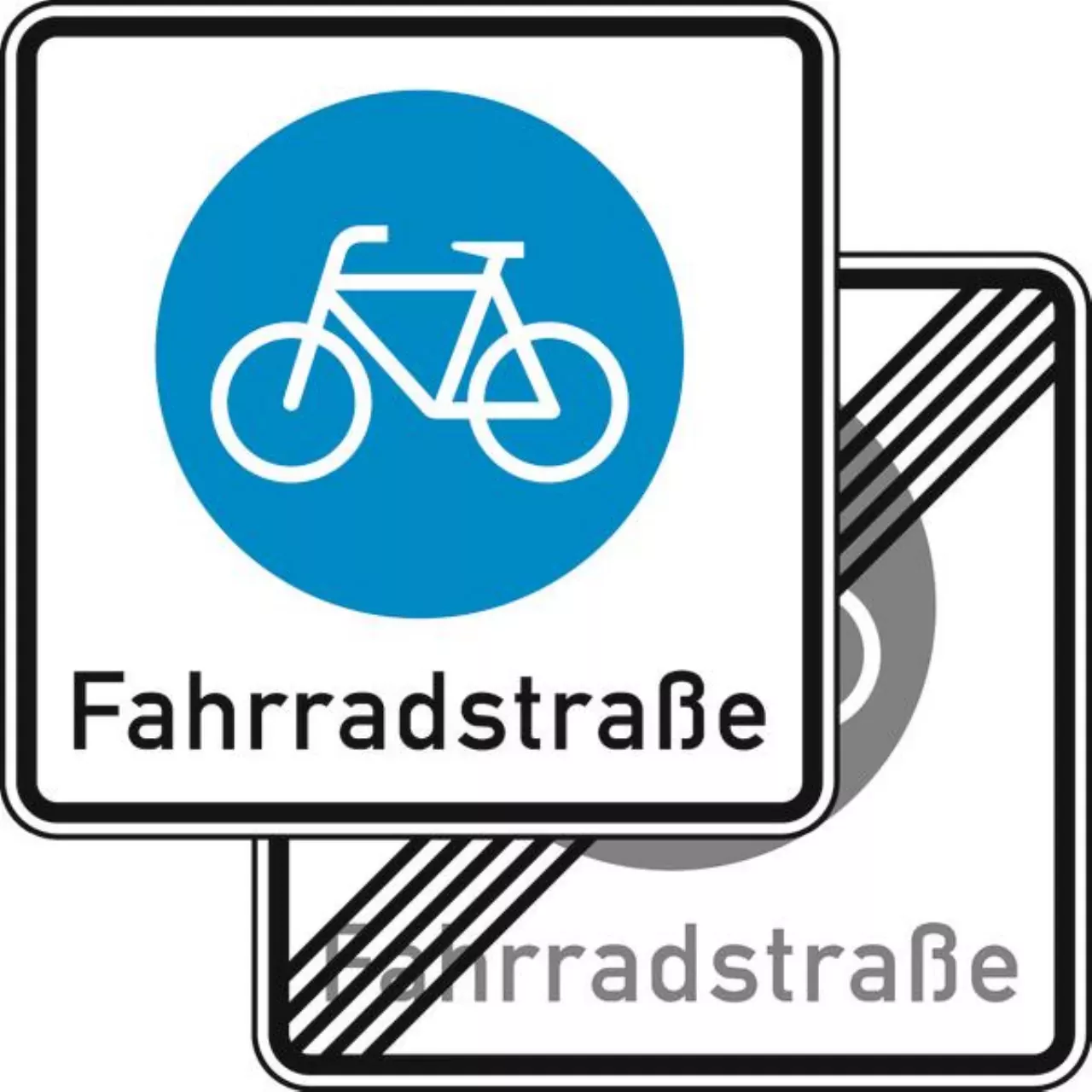 Verkehrszeichen 244.1-40 Beginn/Ende einer Fahrradstraße, doppelseitig - 600x600 3 mm RA2