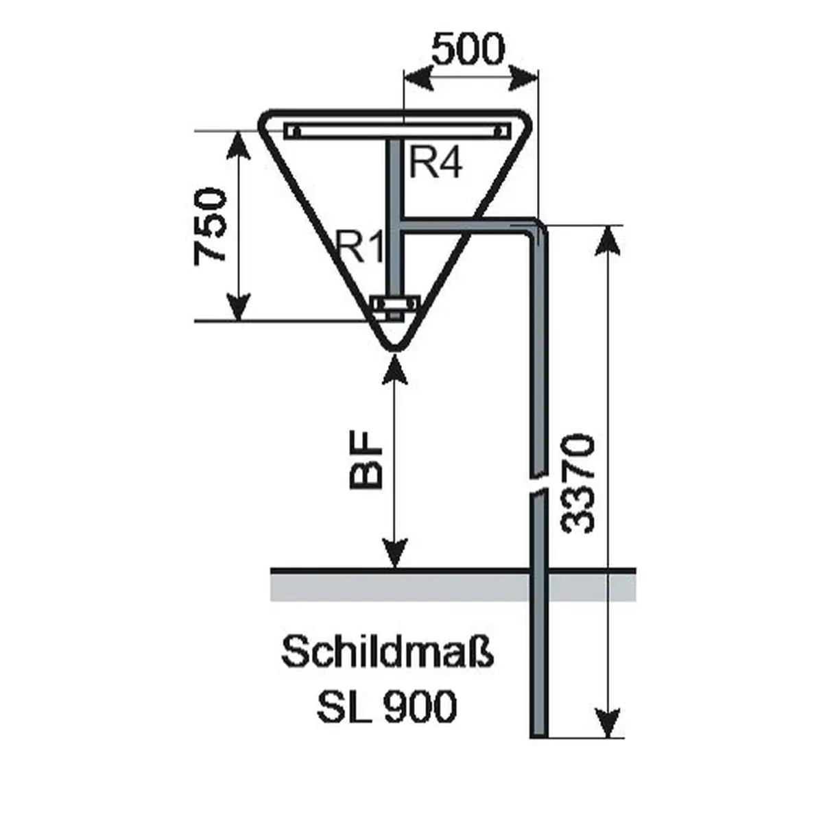 Ausleger-Rohrpfosten für Schildmaß SL 900 mm, Standrohr 3370x60,3/2,9 mm verzinkt