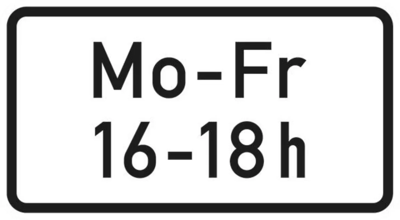 Zusatzzeichen 1000-1099 VZ1042-33 Zeitliche Beschränkung - 231x420 2 mm RA2 Bild 2 von 4 für Verkehrszeichen