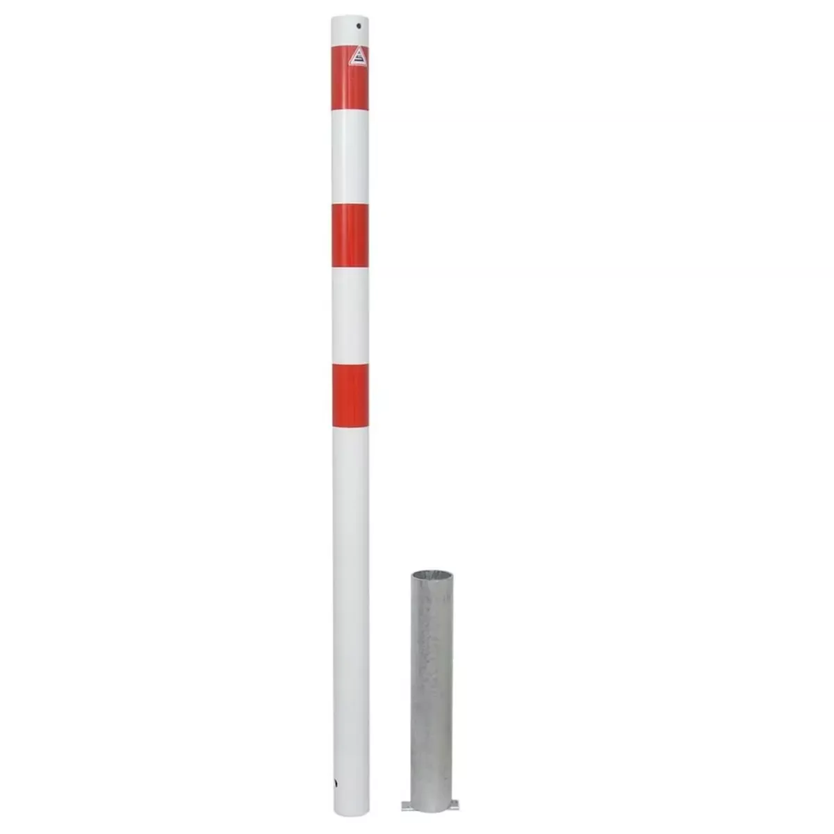 Absperrpfosten Stahlrohr Ø 60 x 2,5 mm ohne Öse, herausnehmbar ohne Verschluss, weiß-rot (inkl. Bodenhülse)