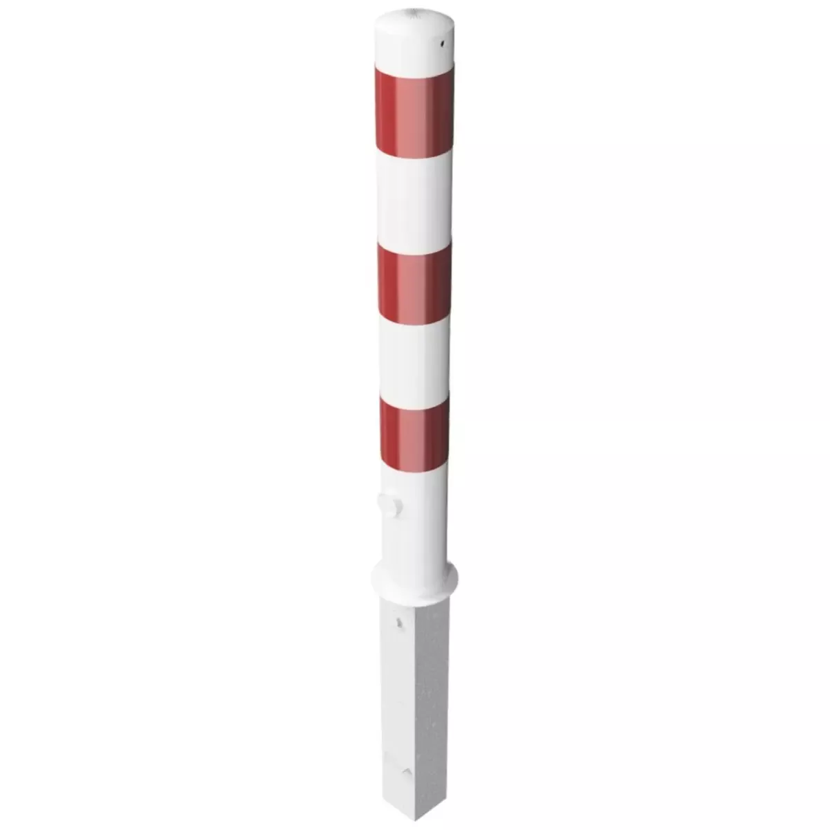 Absperrpfosten Stahlrohr Ø 102 x 2,5 mm ohne Öse, herausnehmbar mit Dreikantverschluss, weiß-rot (inkl. Bodenhülse)