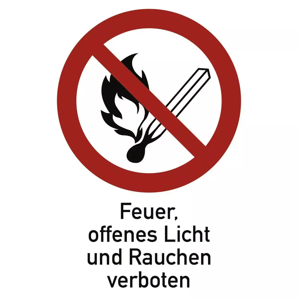 Feuer, offenes Licht und Rauchen verboten ISO 7010, Kombischild, Alu, 210x297 mm