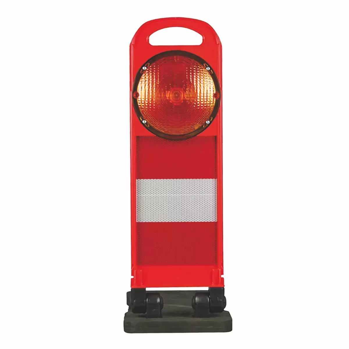 FlashMax Klappbake, rot, 710mm, mit gelber LED-Blitzleuchte, Folie rot/weiß RA2
