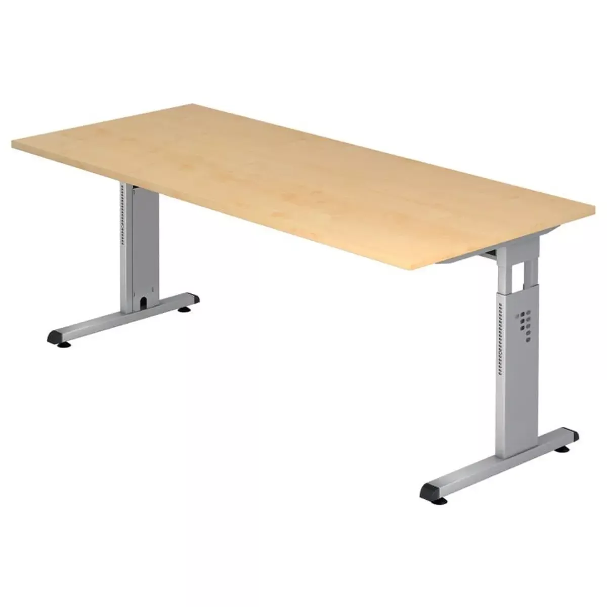 Büromaterial Schreibtisch C-Fuß - 180 x 65-85 x 80 cm, höhenverstellbar, Ahorn Silber, mit Montageservice für Bürobedarf