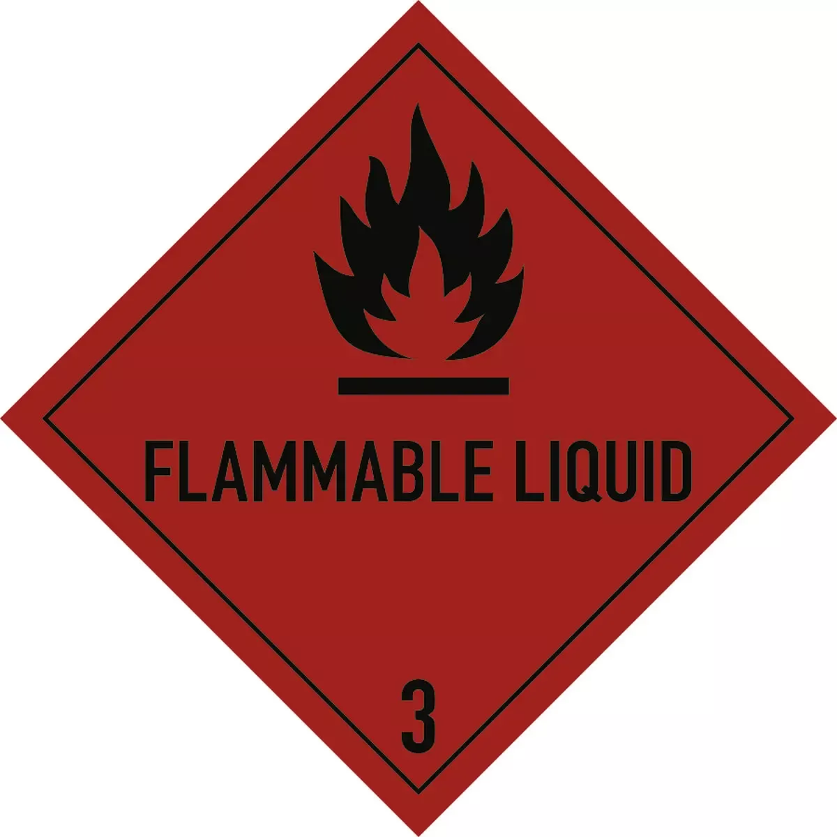 Hinweisschilder Gefahrzettel Klasse 3 Text FLAMMABLE LIQUID, Folie, 100x100 mm für Warnen und hinweisen