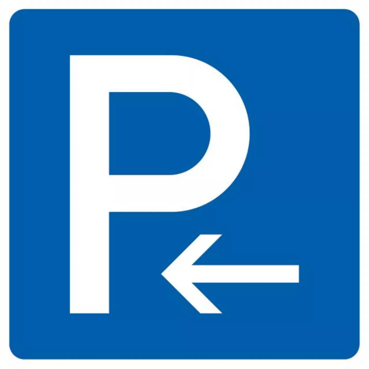 Verkehrszeichen 314-10 Parken Anfang (Aufstellung rechts) Parken Ende (Aufstellung links) - 420x420 2 mm RA1