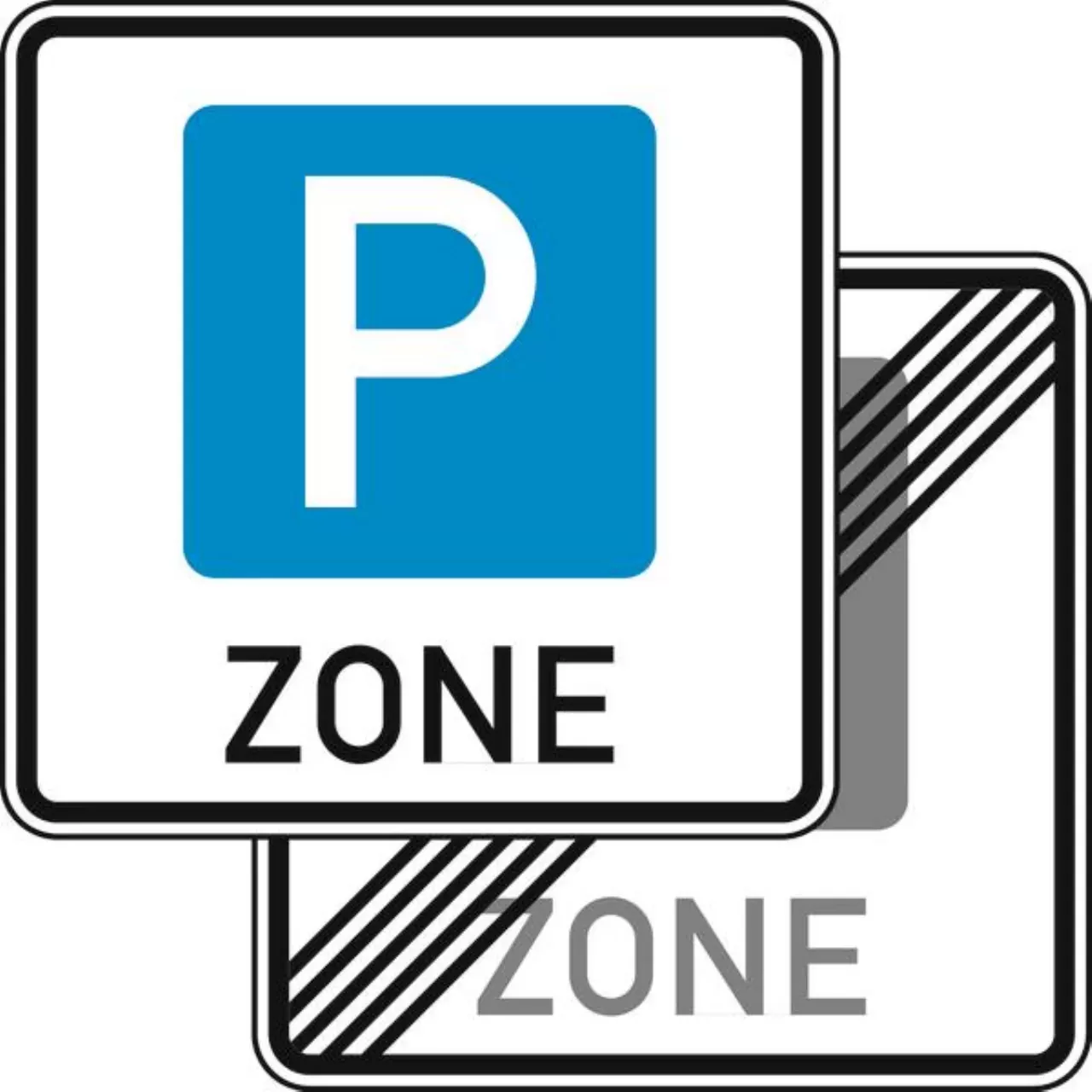 Verkehrszeichen 314.1-40 Beginn einer Parkraumbewirtschaftszone, doppelseitig - 600x600 2 mm RA2