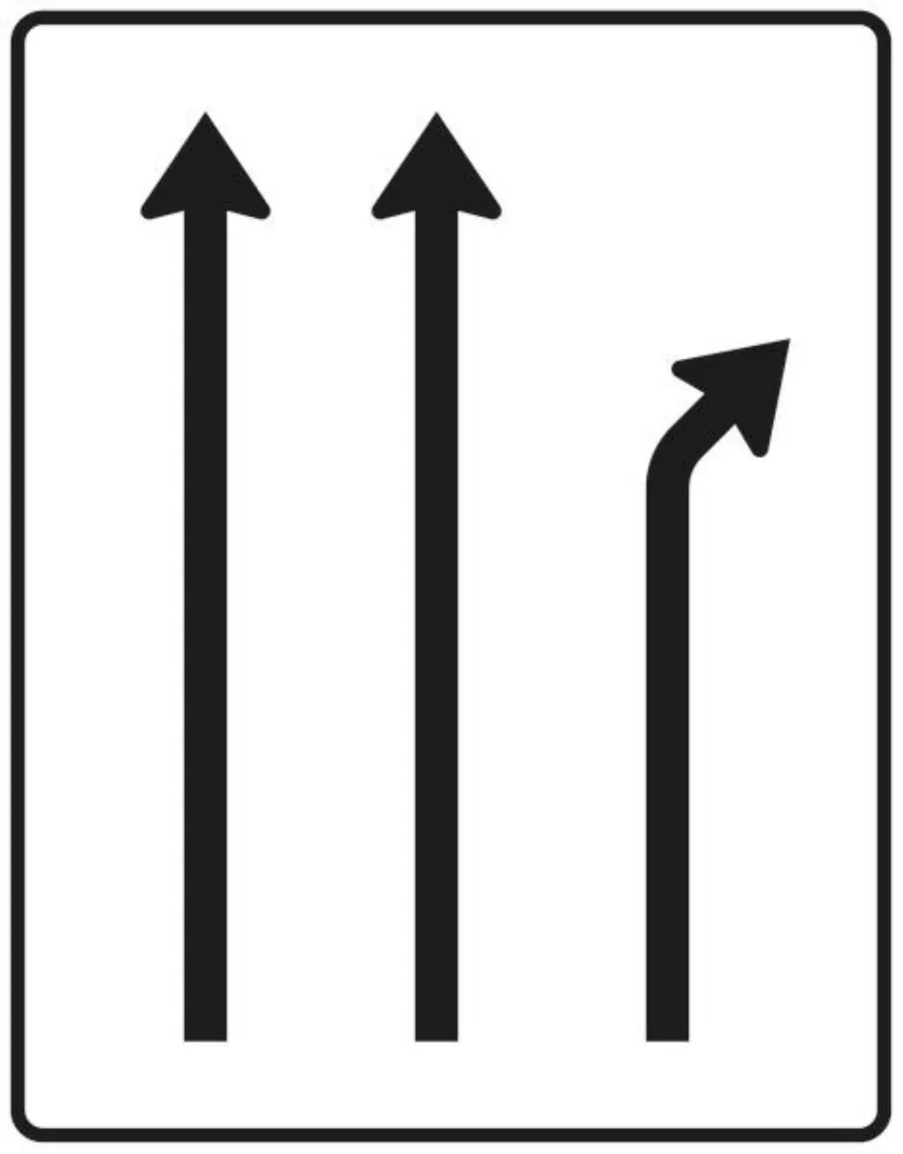 Verkehrszeichen 533-20 Trennungstafel - ohne Gegenverkehr - zweistreifig durchgehend und einstreifig rechts ab - 1600x1250 Alform RA2