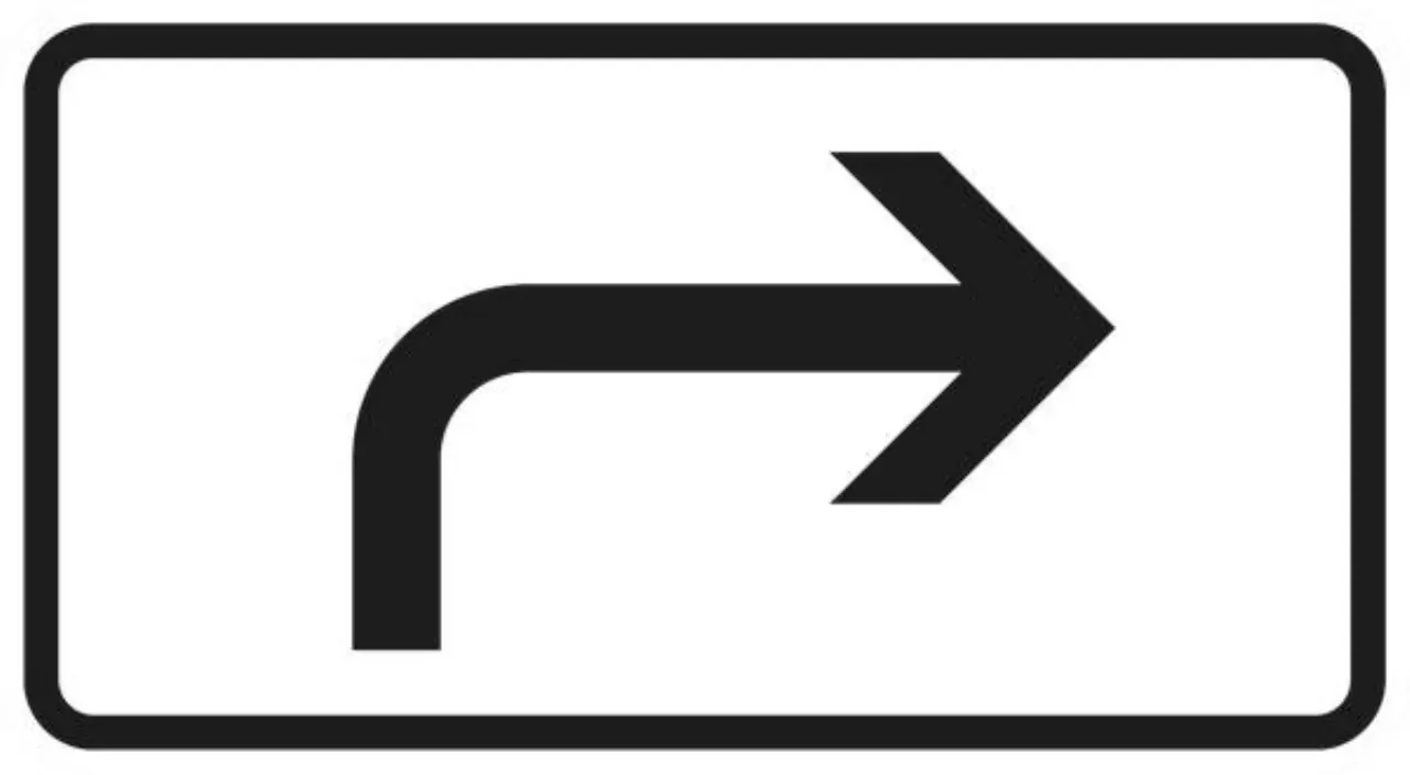 Verkehrszeichen 1000-21 Richtung der Gefahrenstelle, rechtsweisend - 231x420 2 mm RA2