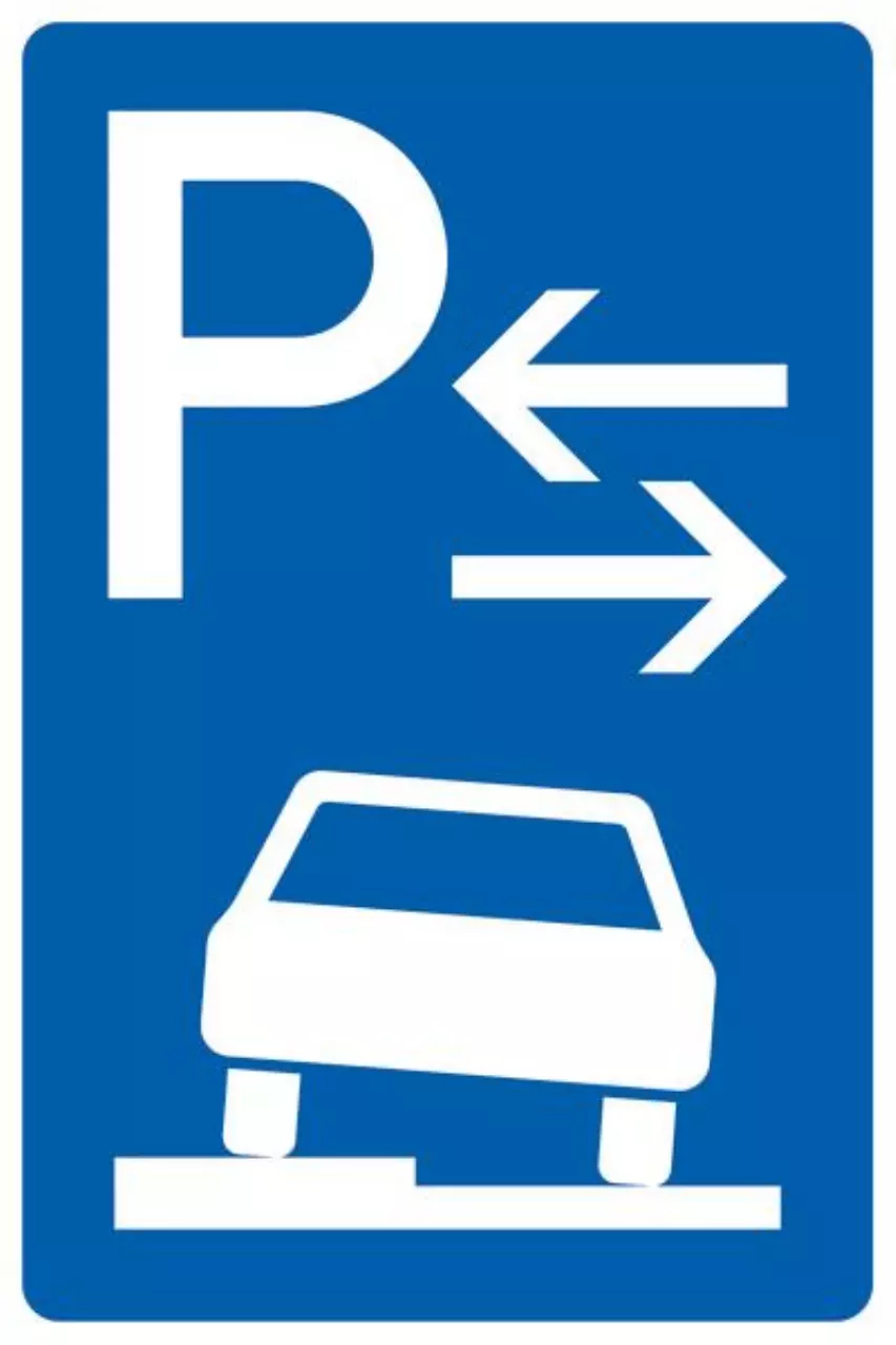 Verkehrszeichen 315-53 Parken auf Gehwegen halb in Fahrtrichtung links, Mitte - 630x420 2 mm RA2