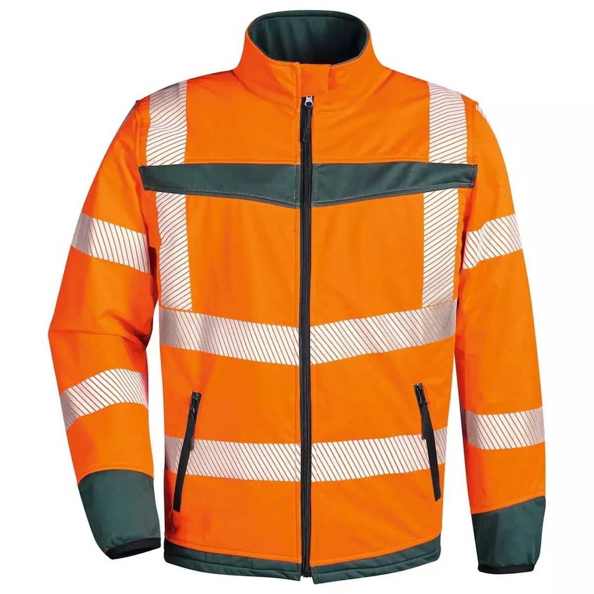 Warnschutz-Softshell-Jacke, Farbe leuchtorange/grün, Gr. 6XL
