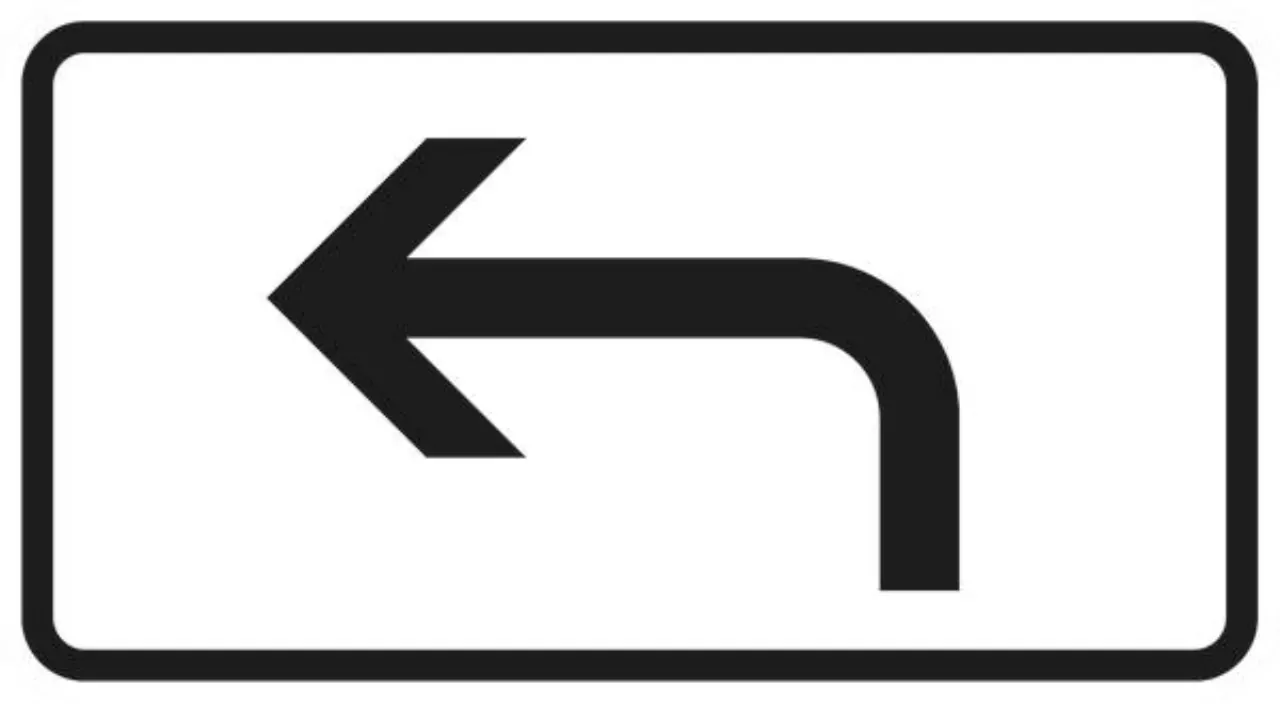 Verkehrszeichen 1000-11 Richtung der Gefahrenstelle, linksweisend - 231x420 2 mm RA2