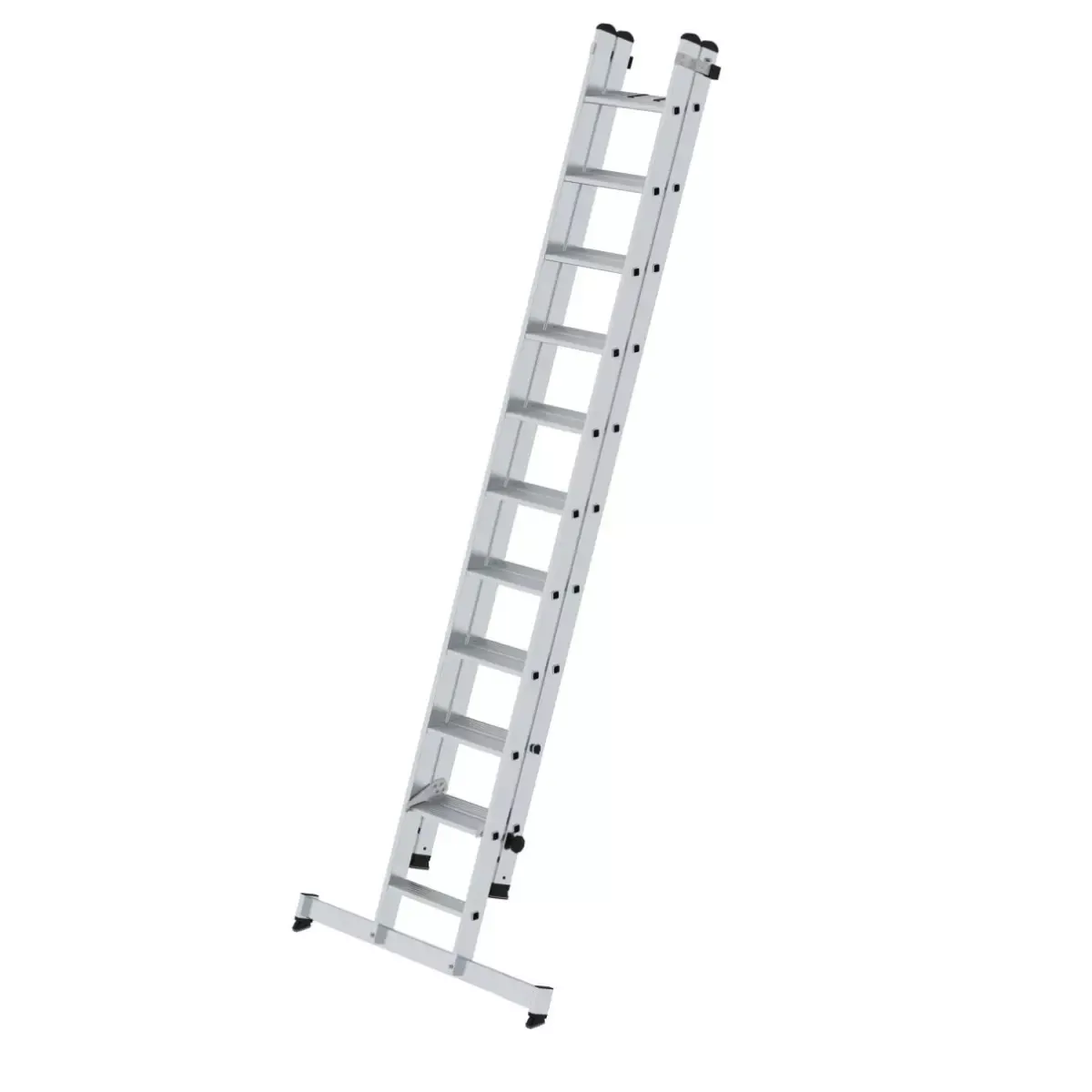 Stufen-Schiebeleiter 2-teilig mit nivello®-Traverse 1x11 + 1x10 Stufen