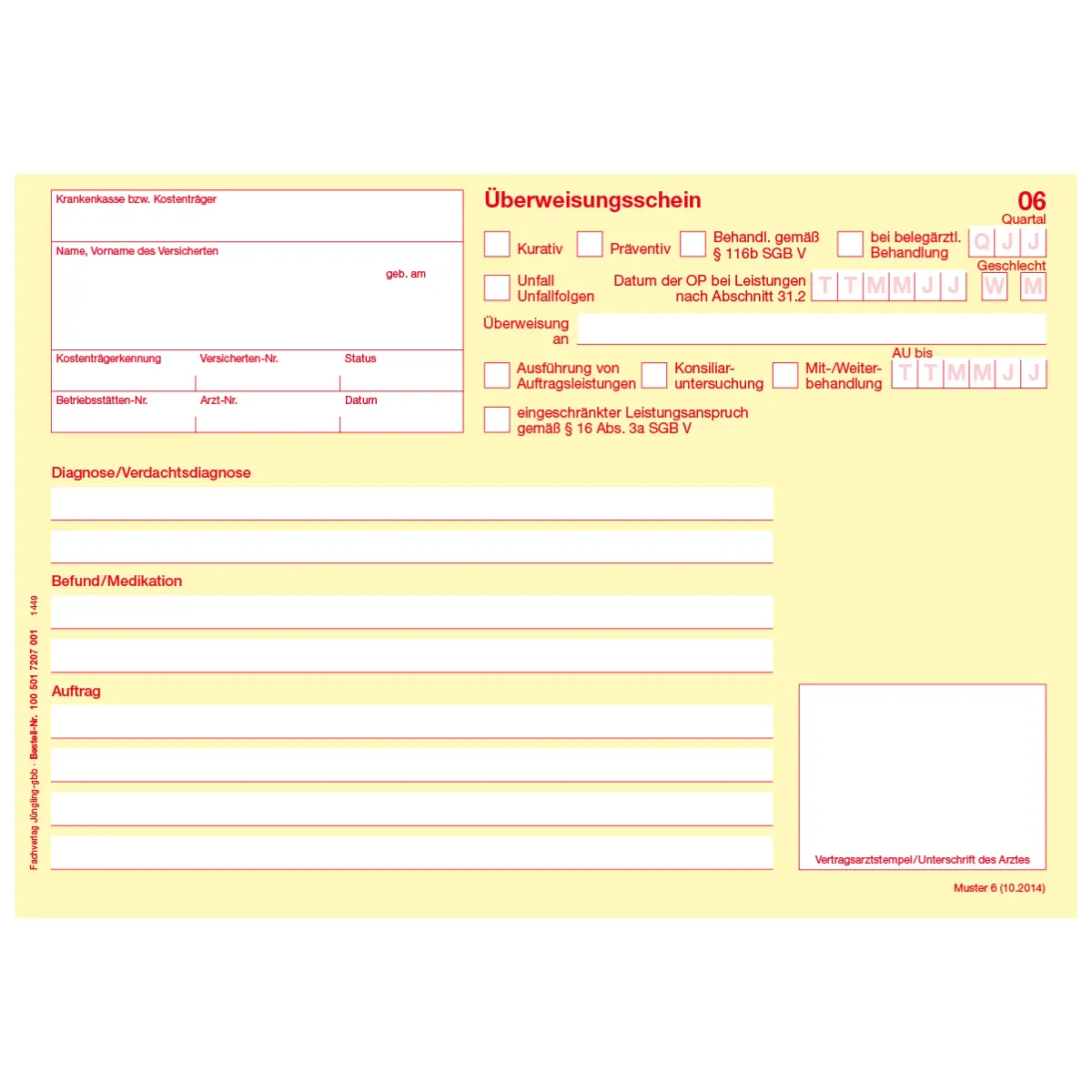 Formulare und Vordrucke Überweisungsschein für Kassenärzte, A5 quer, 2-farbig, 25 Stück für Bürobedarf