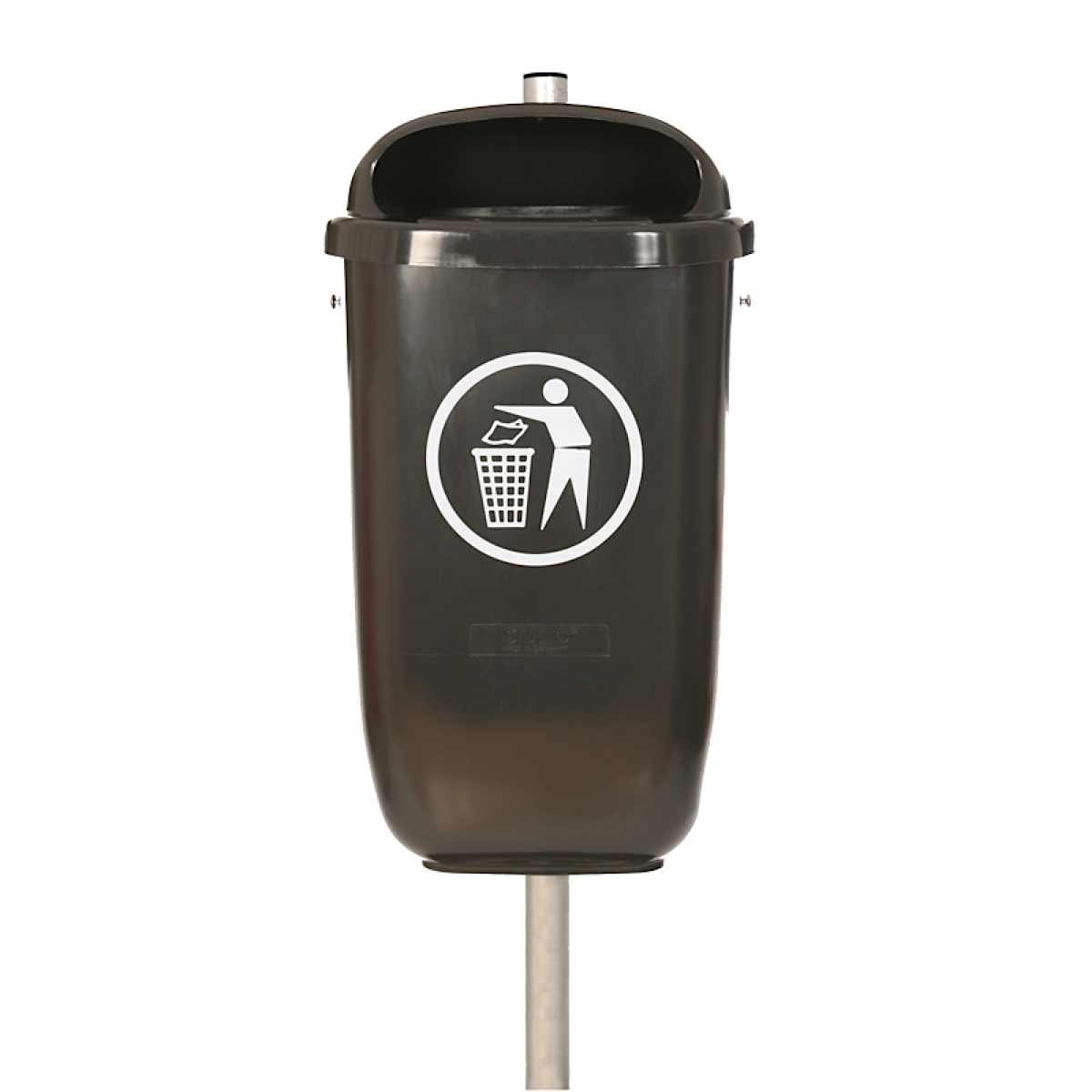 Abfallbehälter Kunststoff Flexi, mit Säule, schwarzgrau