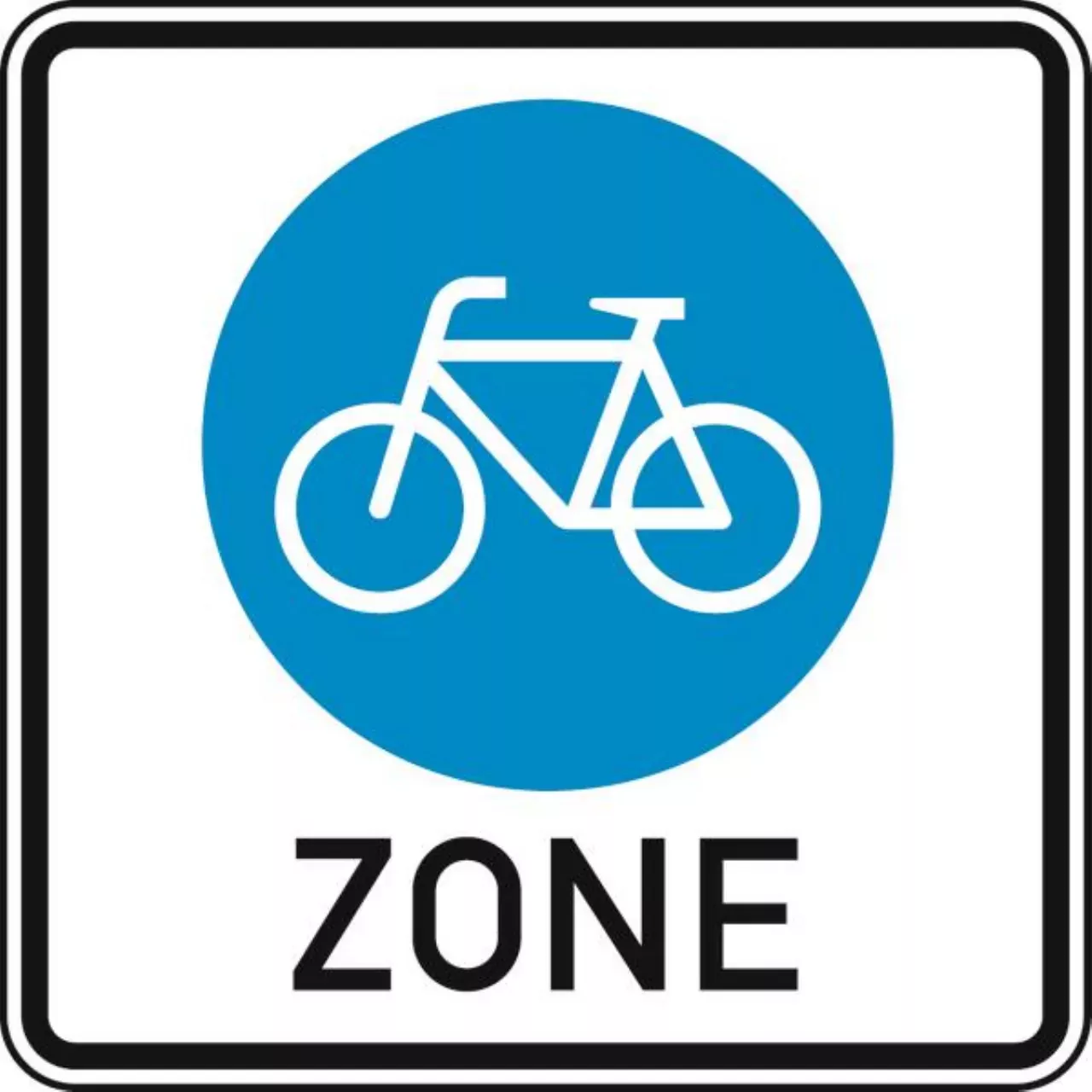 Vorschriftzeichen 200?299 VZ244.3 Beginn einer Fahrradzone - 420x420 2 mm RA1 Bild 2 von 4 für Verkehrszeichen