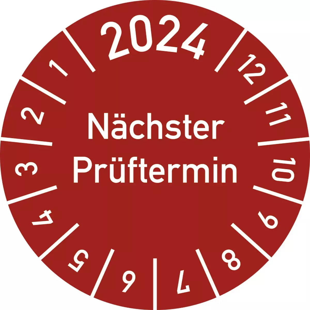 Hinweisschilder Prüfplakette 2024 Nächster Prüftermin, Folie, Ø 15 mm, 10 Stück Bogen für Warnen und hinweisen